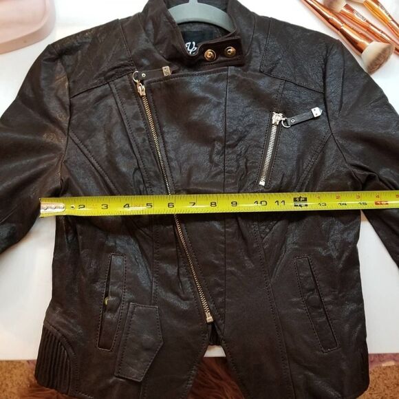 Vero Moda Brown Leather Moto Jacket - Picture 10 of 16